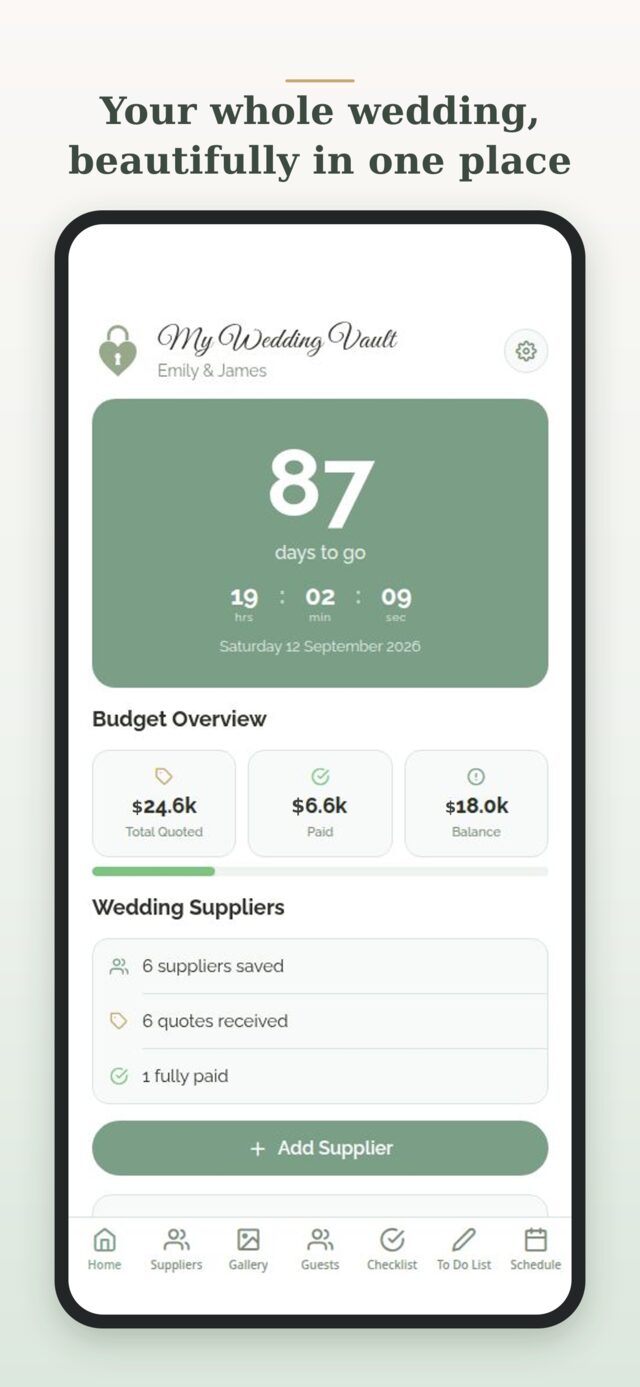 My Wedding Vault Dashboard